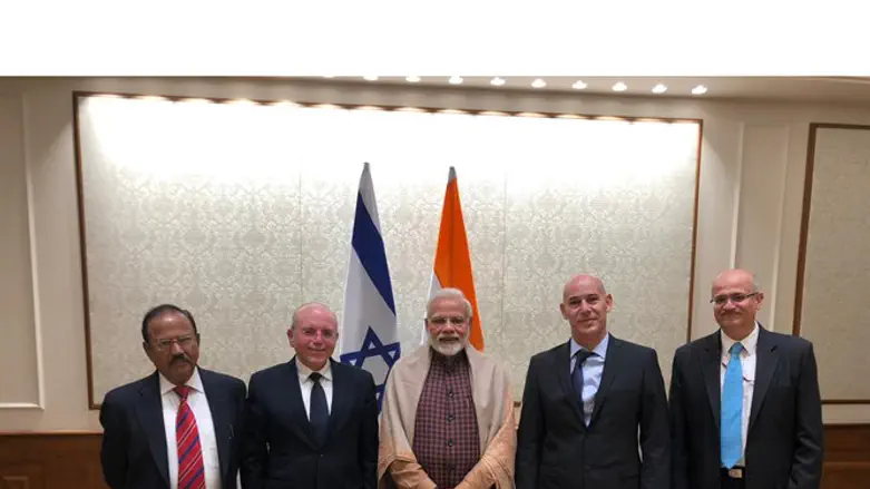 National Security Adviser Meir Ben-Shabbat with Indian PM Narendra Modi