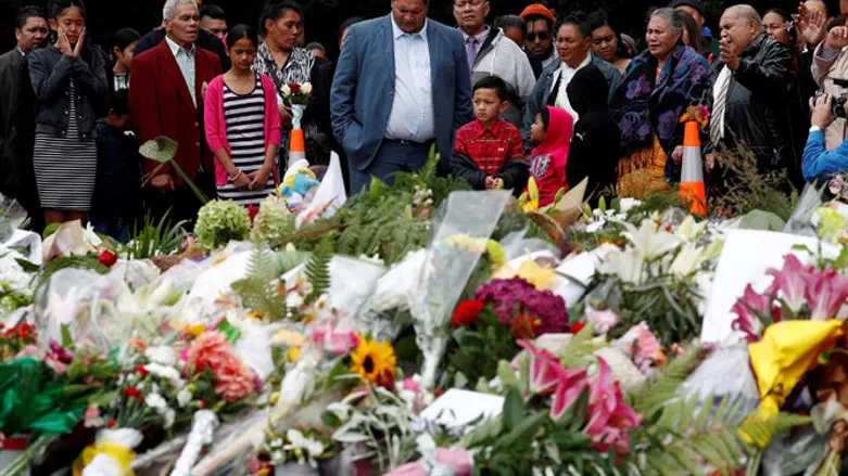 Mourners at a memorial for victims of the New Zealand shootings
