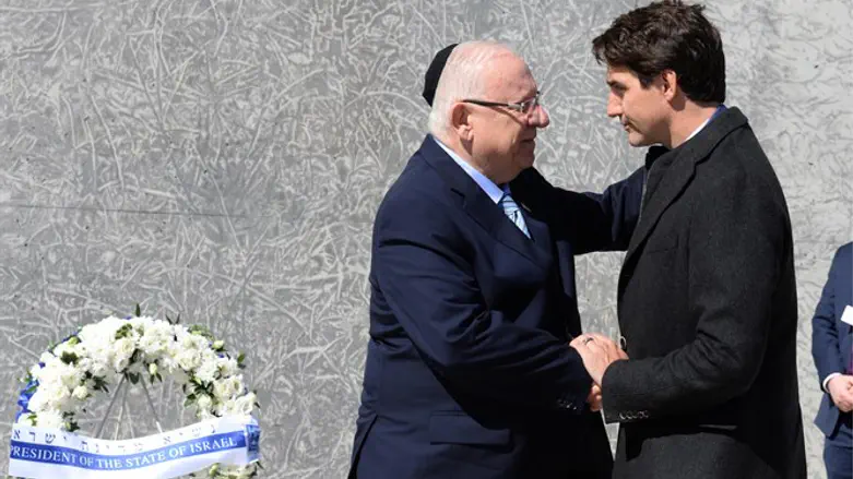 Rivlin and Trudeau at Holocaust memorial