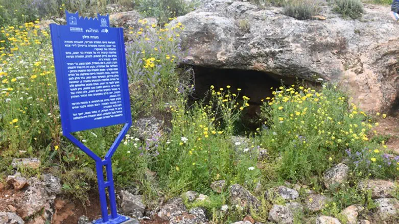 השלט שהוצב סמוך למערה