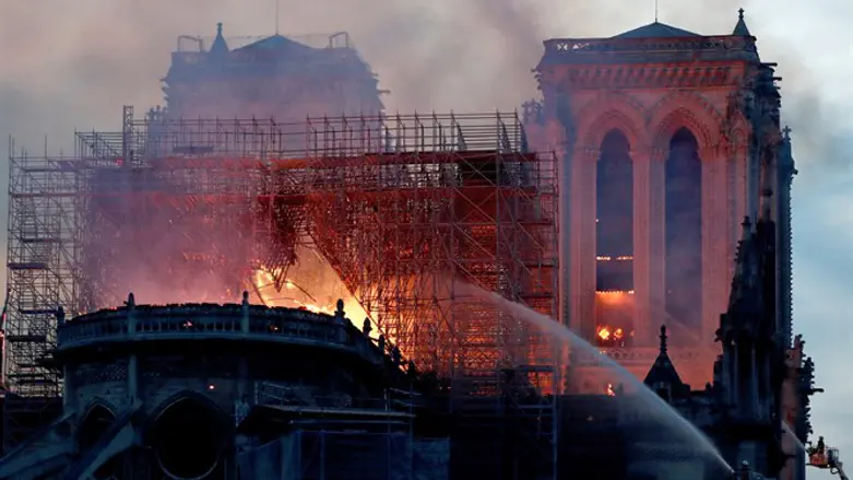 The fire in old Notre Dame Cathedral