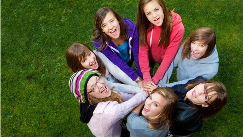 Circle of girls teens camp summer