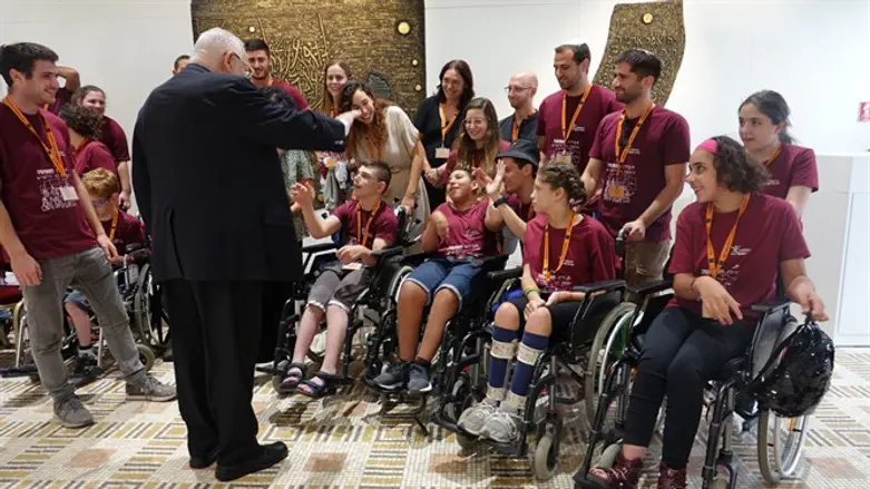 Rivlin with the campers