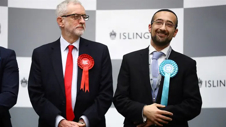 Jeremy Corbyn and Brexit Party candidate Yosef David