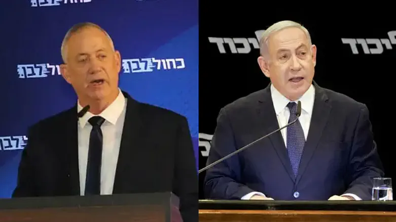 Netanyahu (R), Gantz