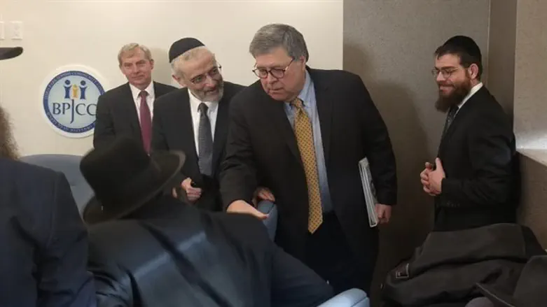 Attorney General William Barr greets Orthodox leaders in Brooklyn