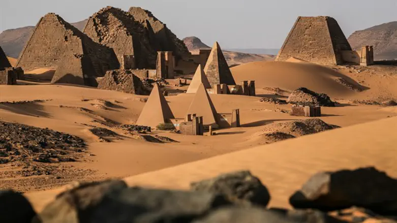 Meroe pyramids in the sahara desert Sudan
