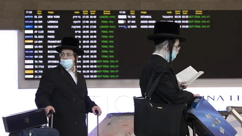 Hasidic young men arrive in Ben Gurion Airport (illustrative)