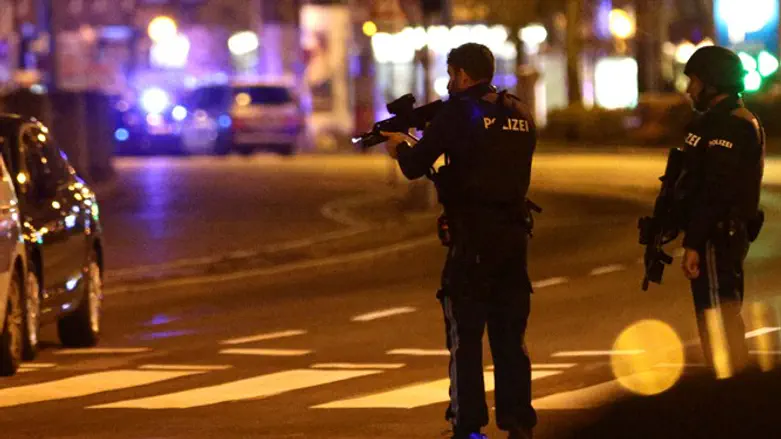 Police blocks a street near Schwedenplatz square after exchanges of gunfire in V