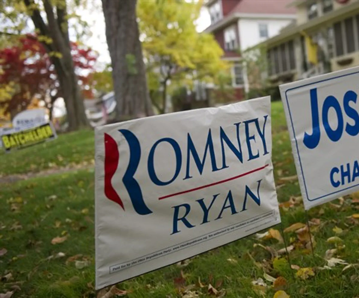 A Josh Mandel sign seen next to one for the Romney-Ryan presidential ticket in M