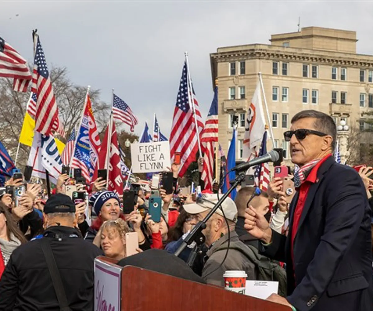 Michael Flynn at protest in Washington DC, Dec. 12, 2020