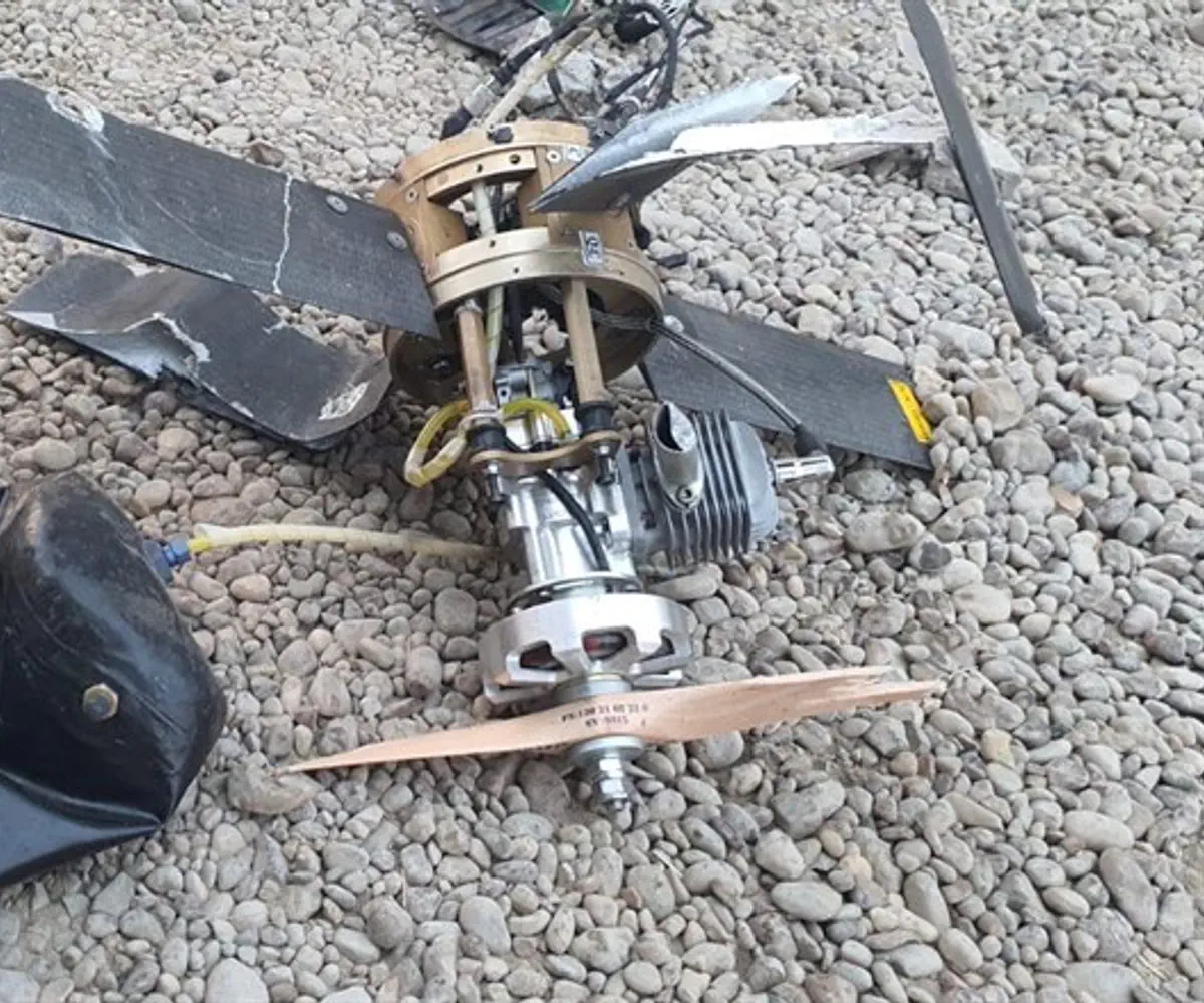 Remains of wreckage of a drone are at Baghdad airport