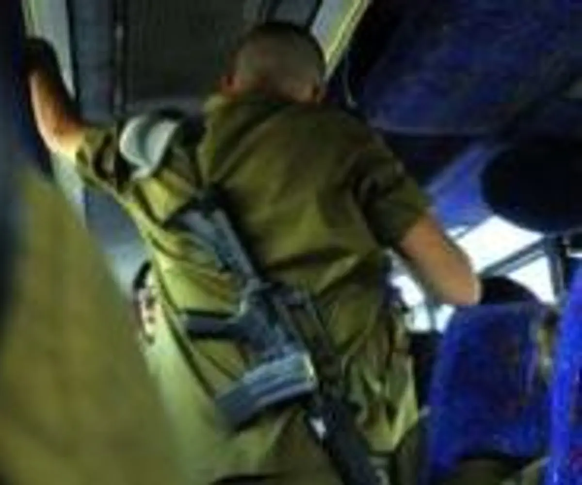 Soldier on bus (illustrative)