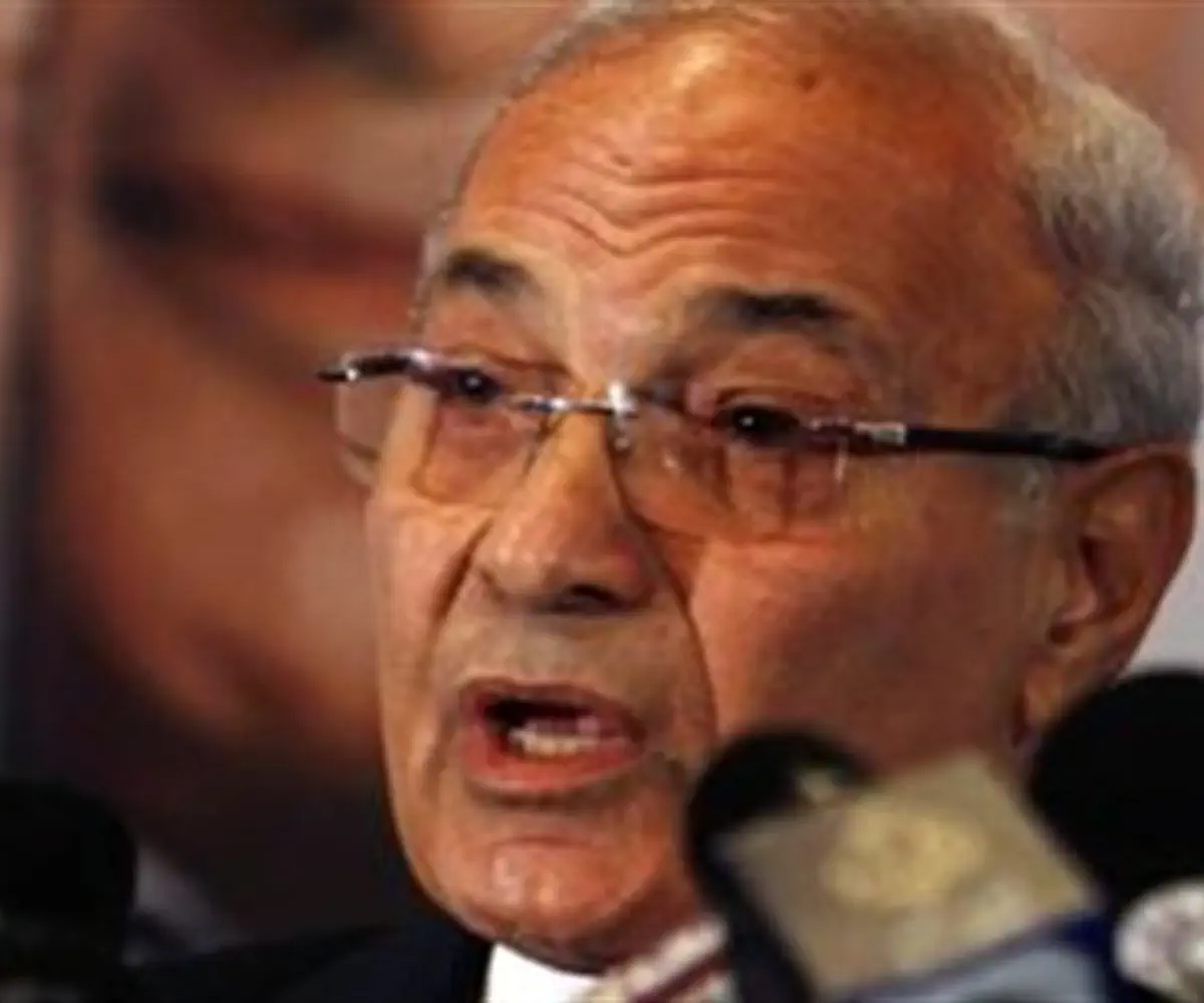  Ahmed Shafiq talks during a news conference 