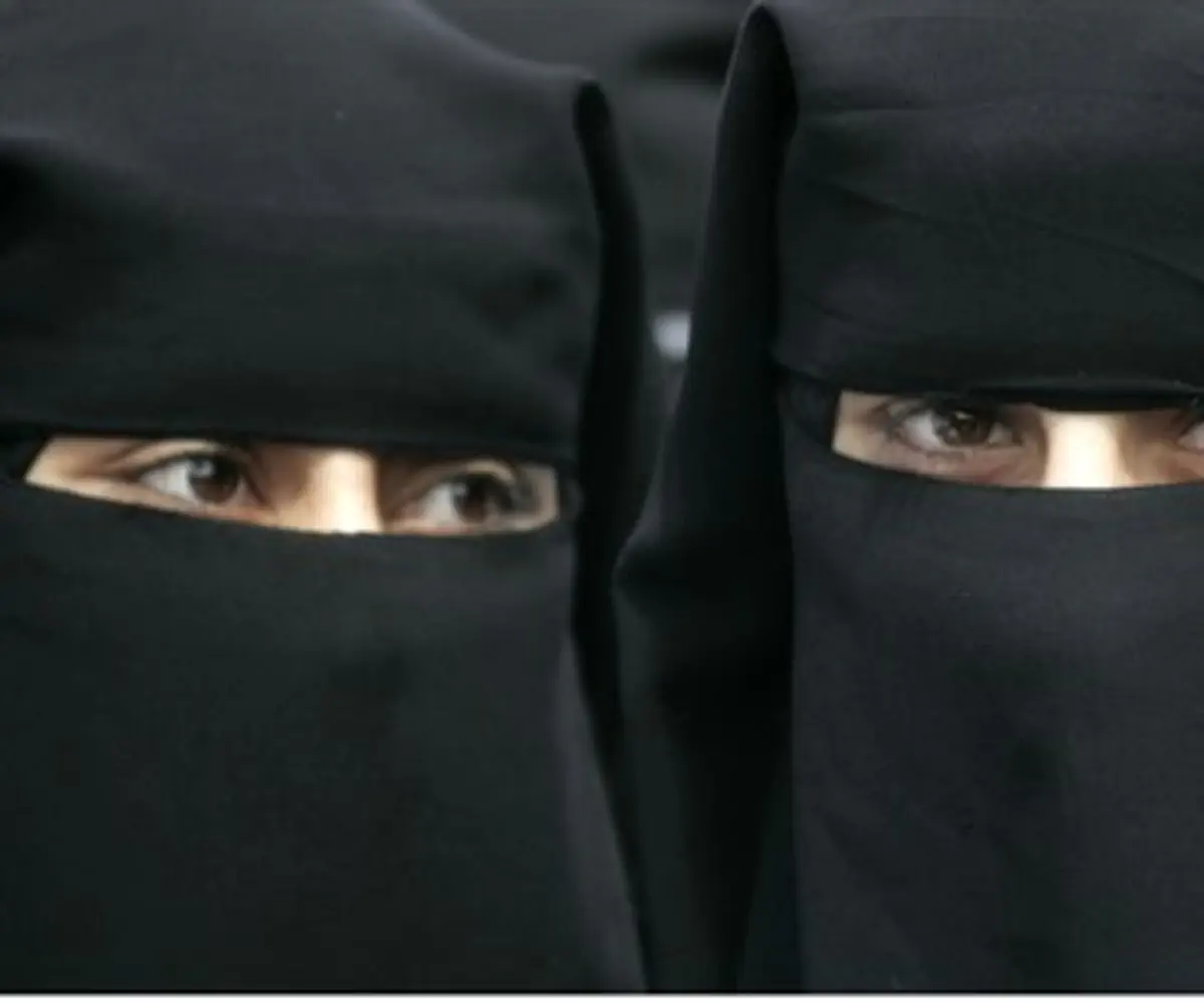 Muslim women wearing niqab