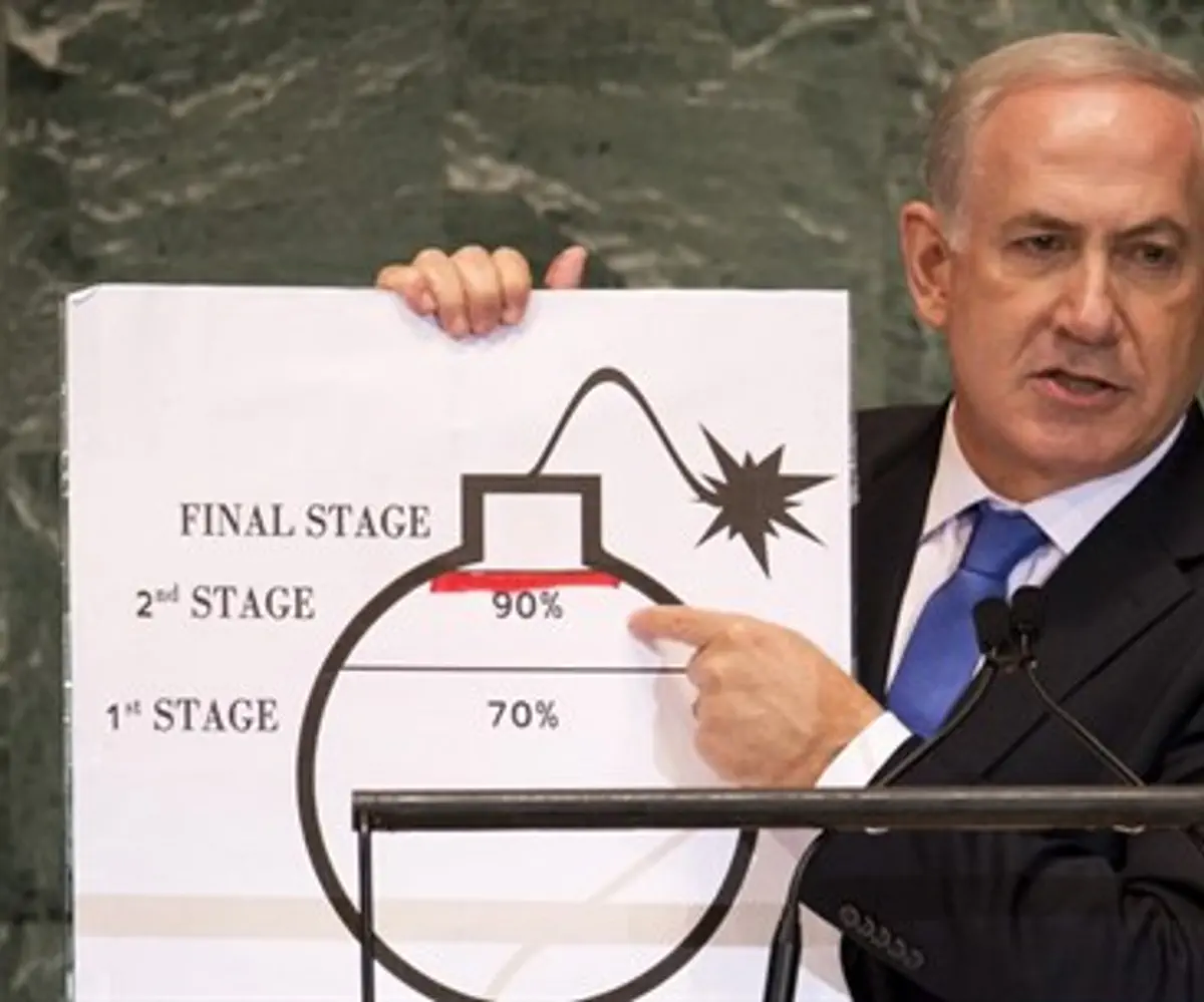 Netanyahu illustrates the "red line"