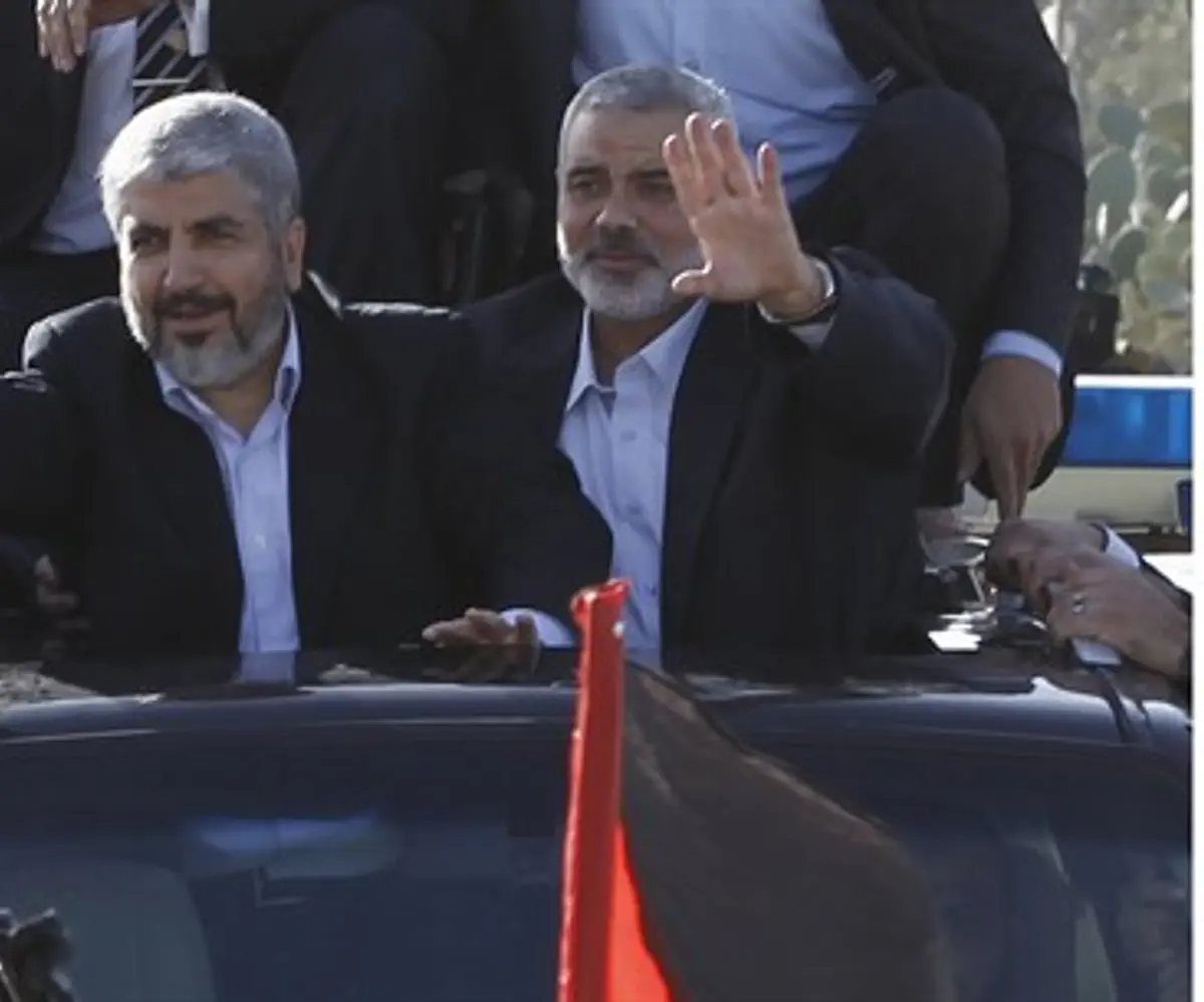 Hamas chief Khaled Mashaal and Hamas PM Ismai
