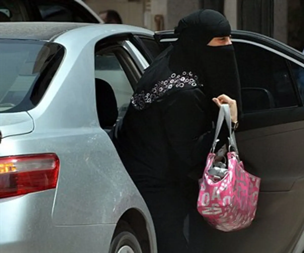 Saudi woman gets out of car