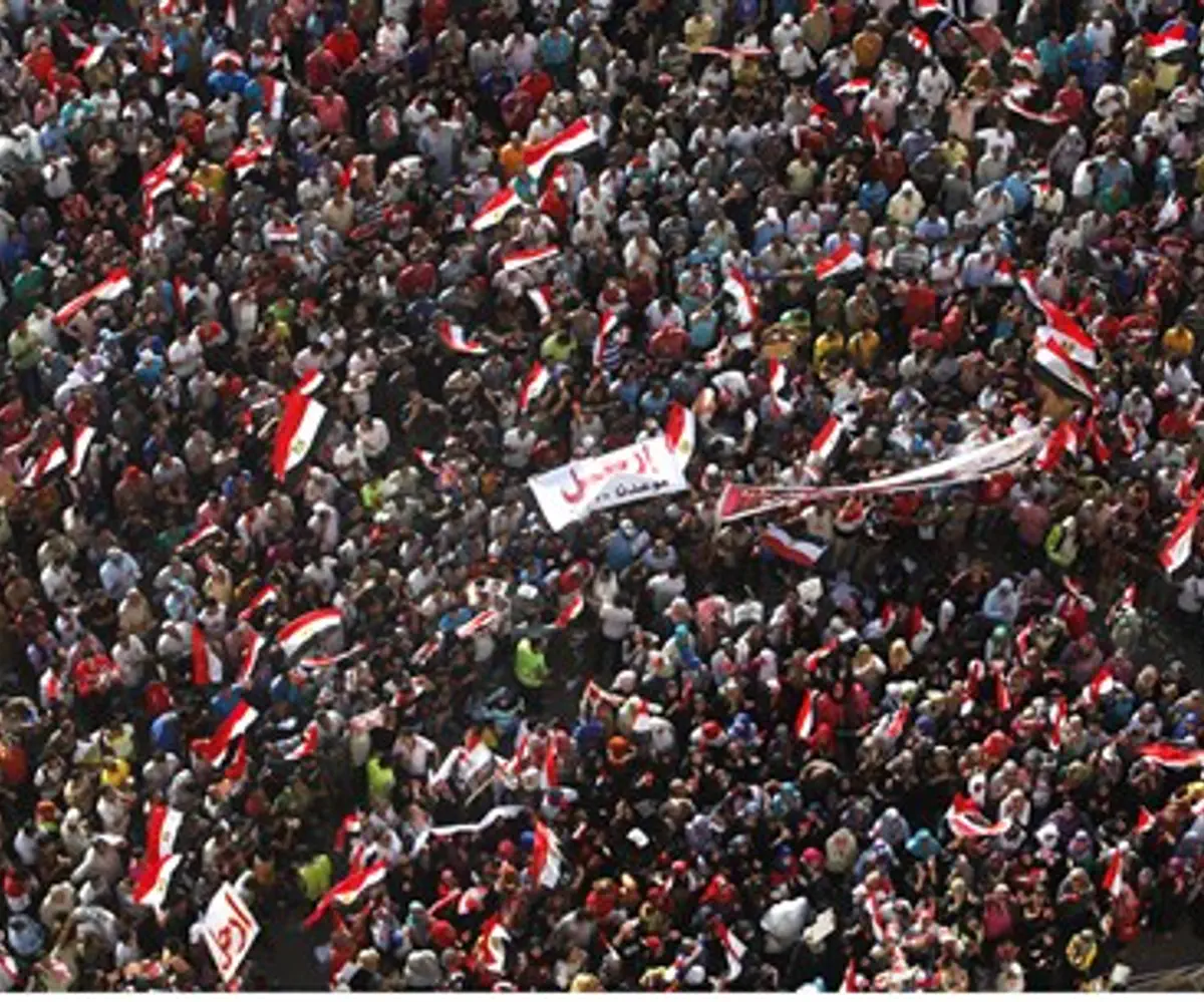 Anti-Morsi protesters in Tahrir square in Cai