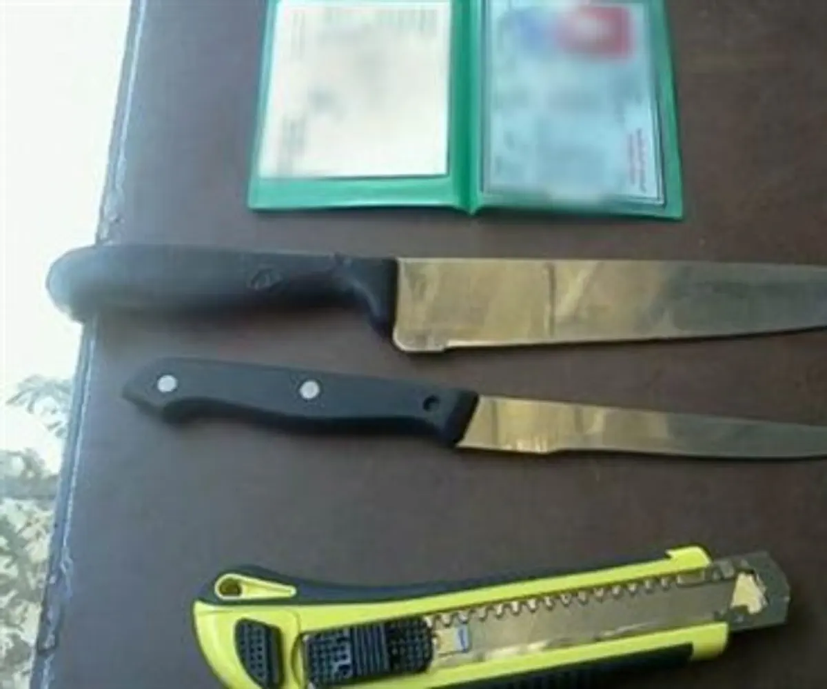 Knives confiscated from woman