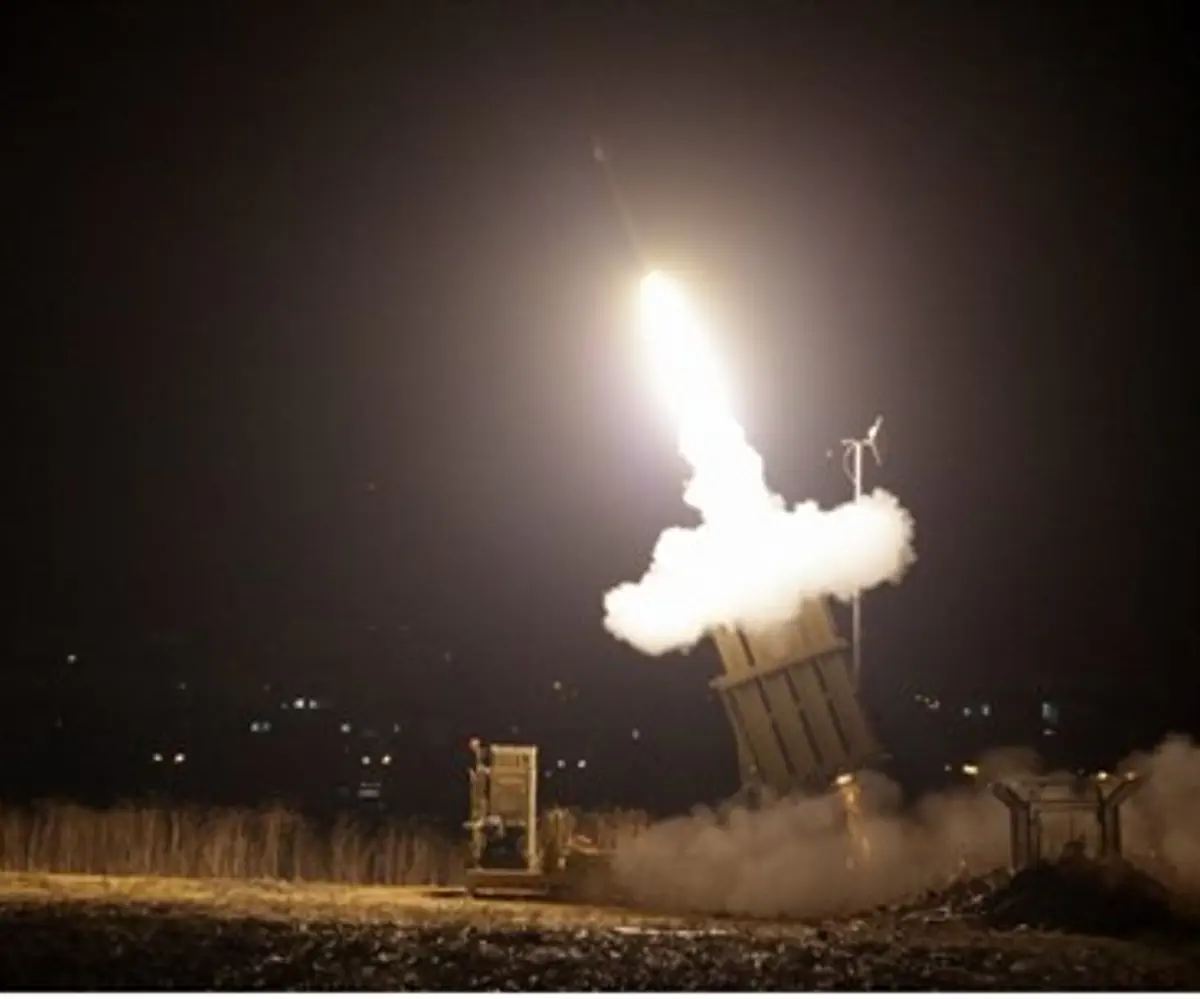 Iron Dome missile defense system in action