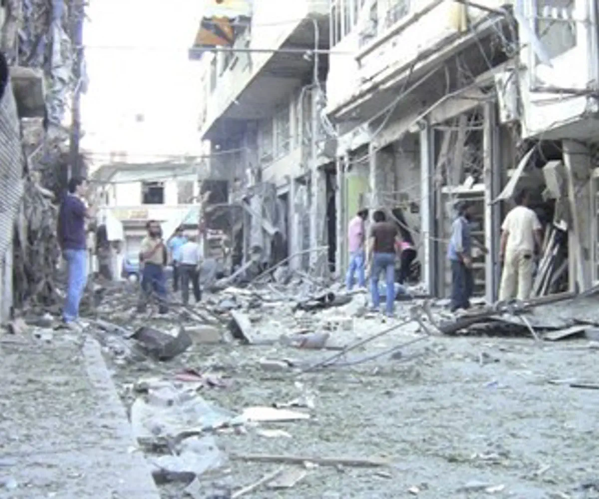 Damaged buildings at Zabadani