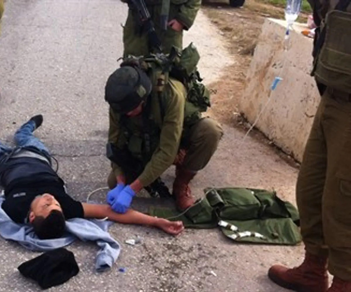 Terrorist receives medical attenion after attacking soldiers near Hermeh