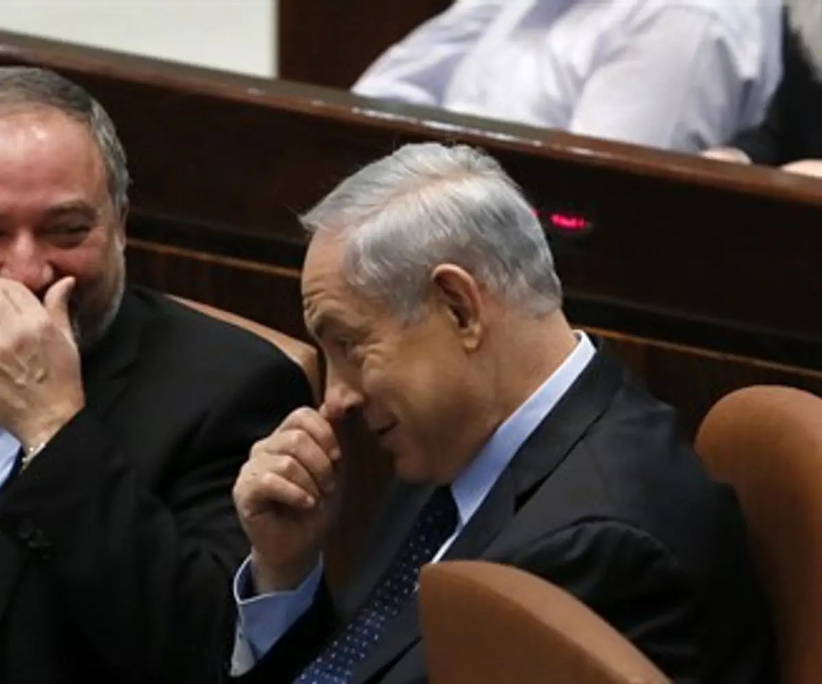 Avigdor Liberman and Binyamin Netanyahu in happier times