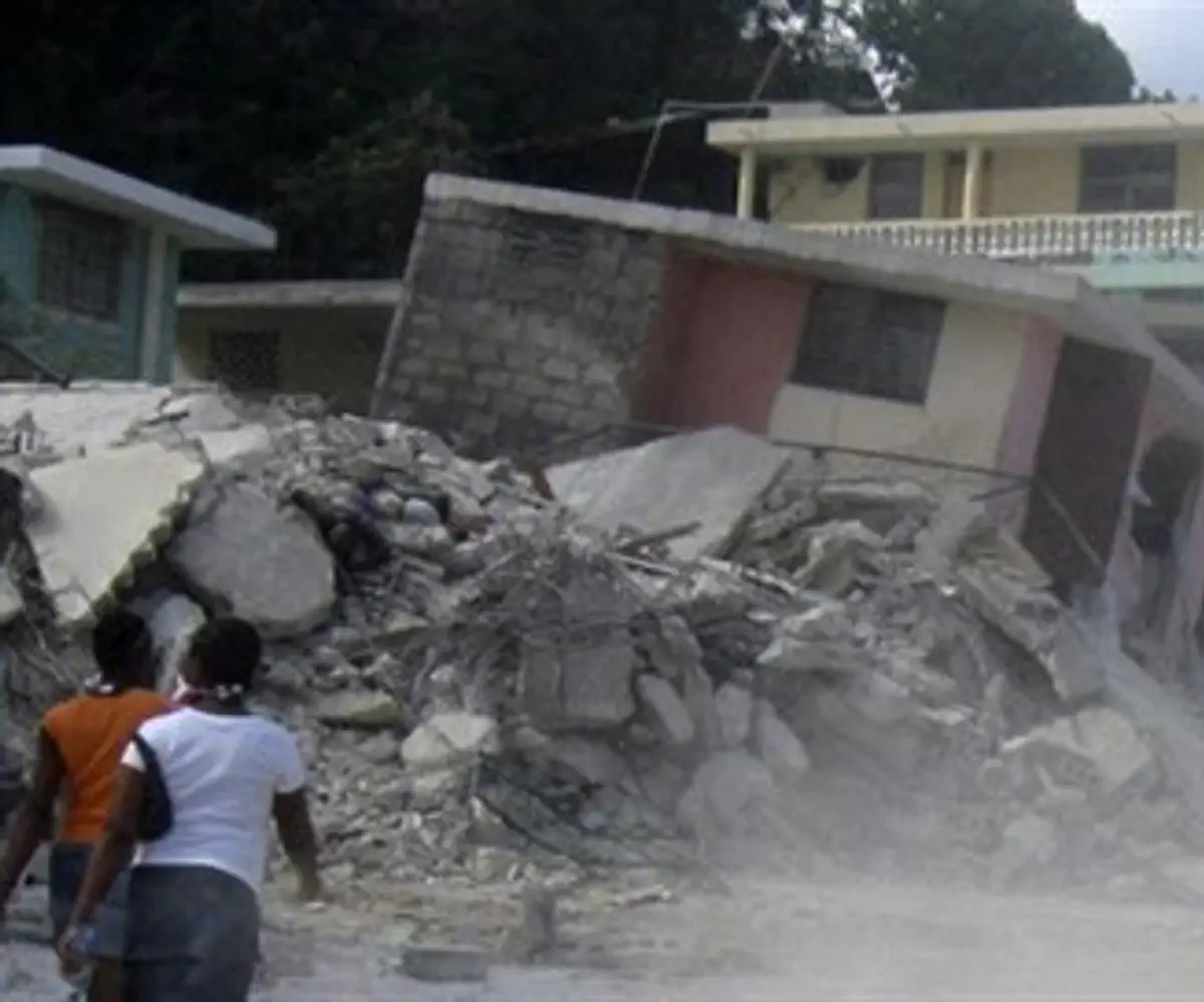 Homes destroyed by earthquake