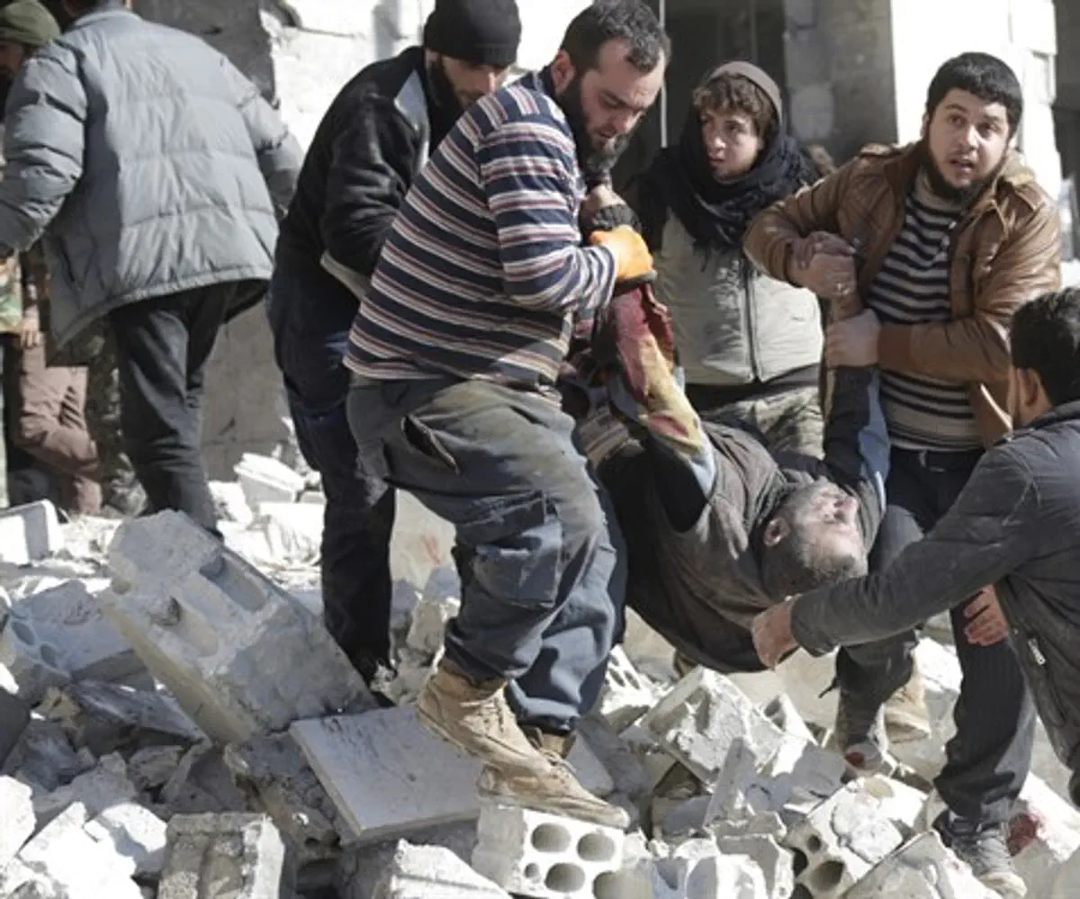 Aftermath of Russian airstrike in Idlib, Syria