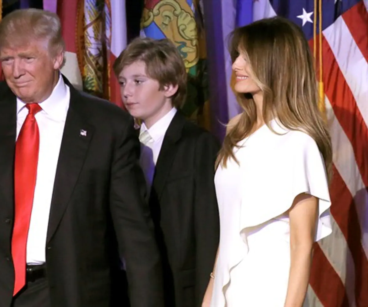 Donald, Barron and Melania Trump