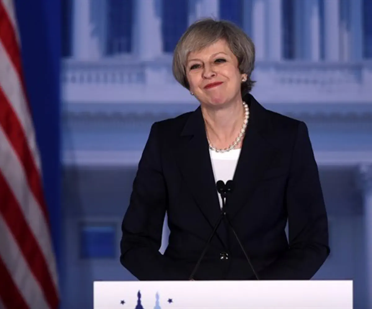 British PM Theresa May speaks to Republican leaders in Philadelphia