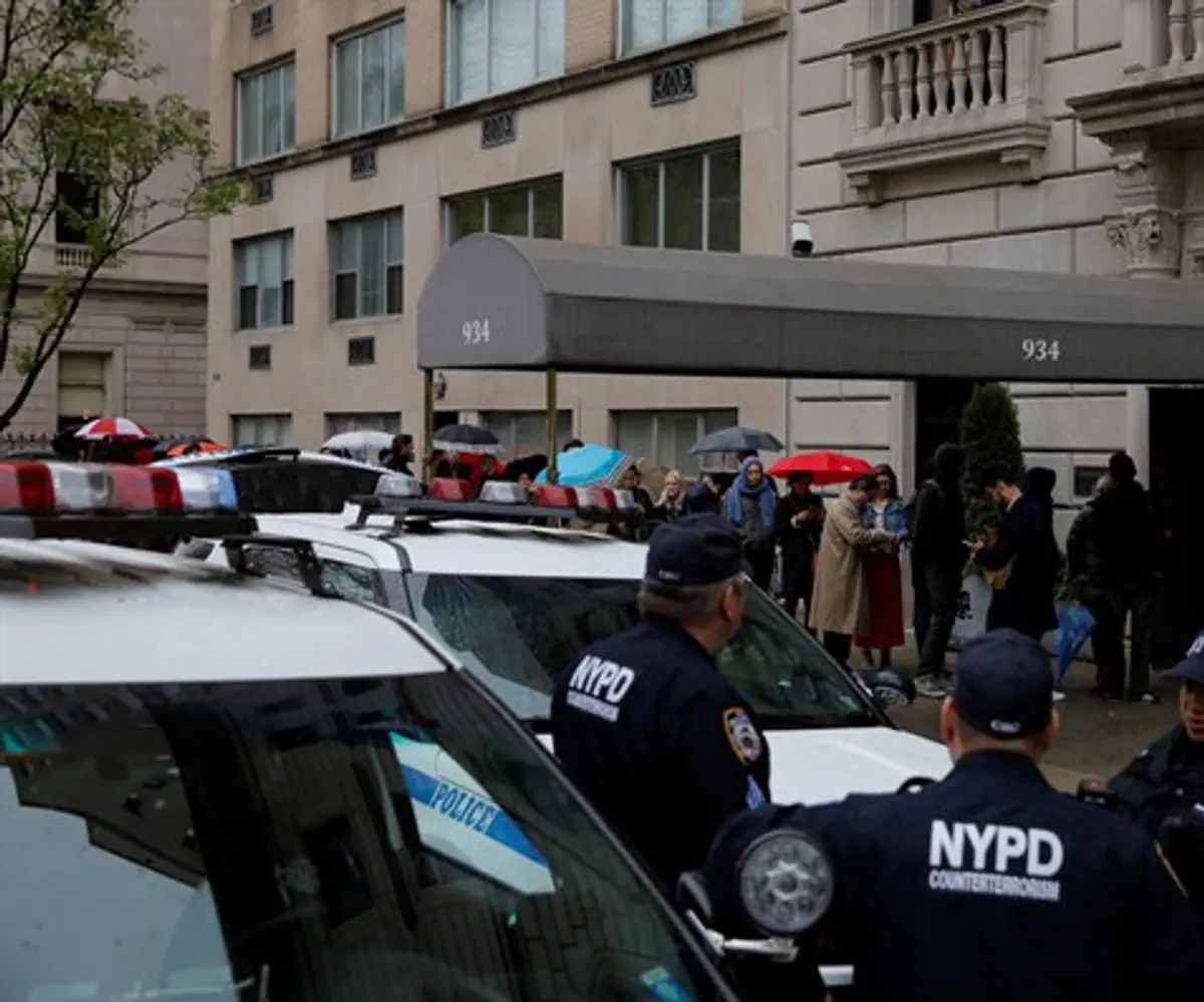 Police stand guard outside French consulate in New York