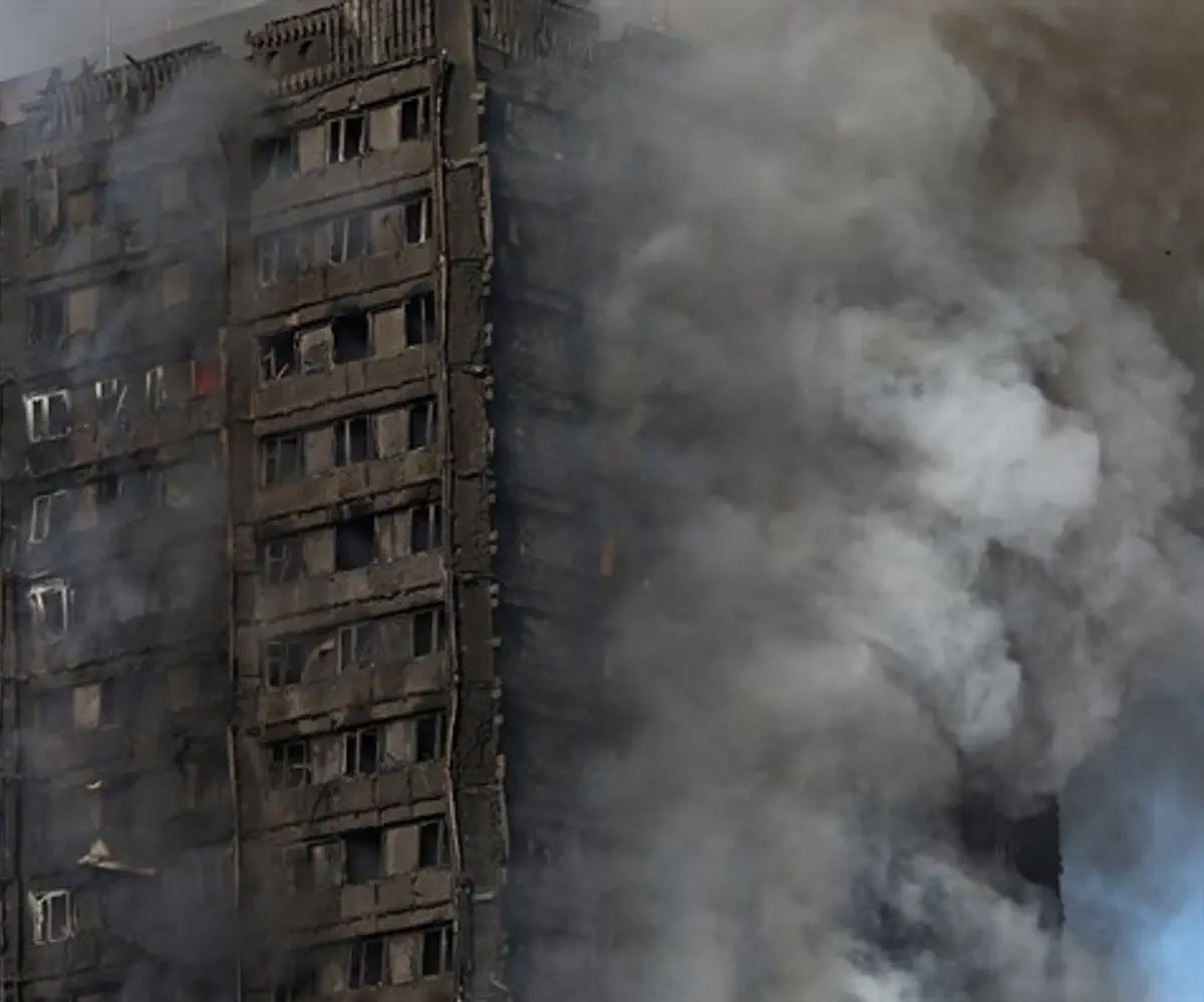 Grenfell Tower apartment building goes up in flames in London