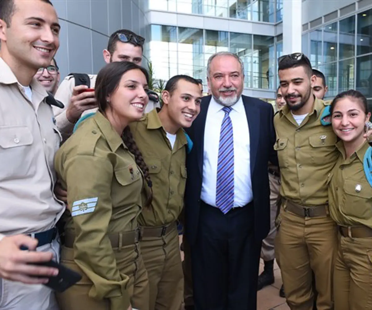 Liberman with IDF soldiers, today