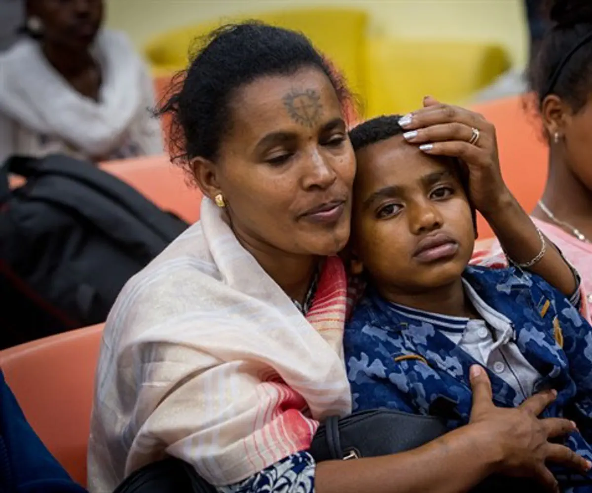 Ethiopian Falash Mura arrive to the Immigration offices at the Ben Gurion airport (archive