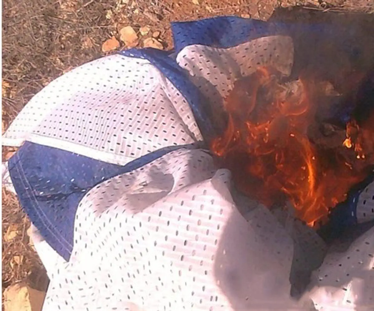 burning Israeli flag