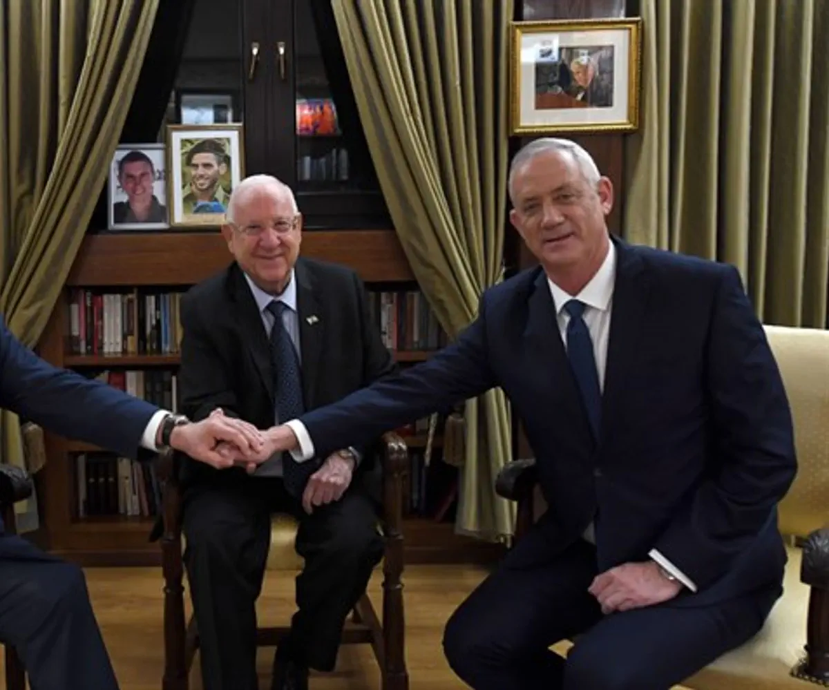 Netanyahu and Gantz with Rivlin