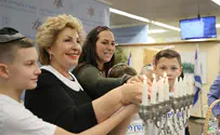 New immigrants celebrate Hanukkah at Ben Gurion airport