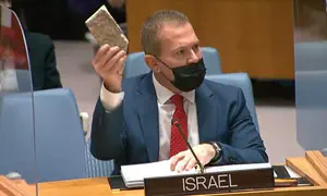 Erdan at UN Security Council: This rock can kill