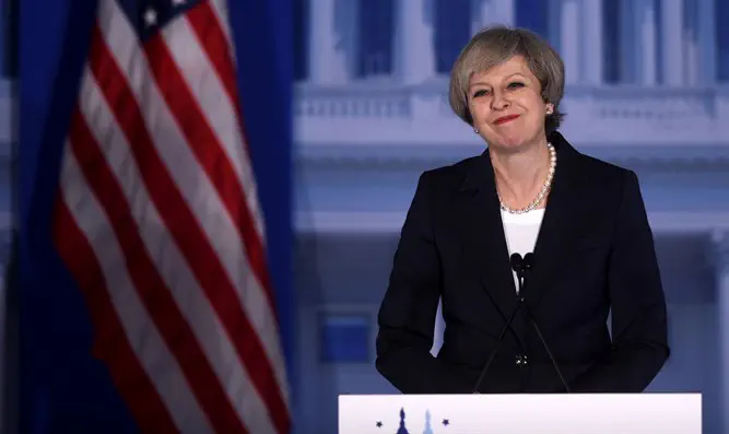 British PM Theresa May speaks to Republican leaders in Philadelphia