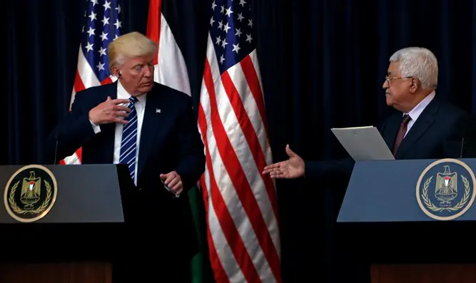 Donald Trump at join presser with Mahmoud Abbas in Bethlehem