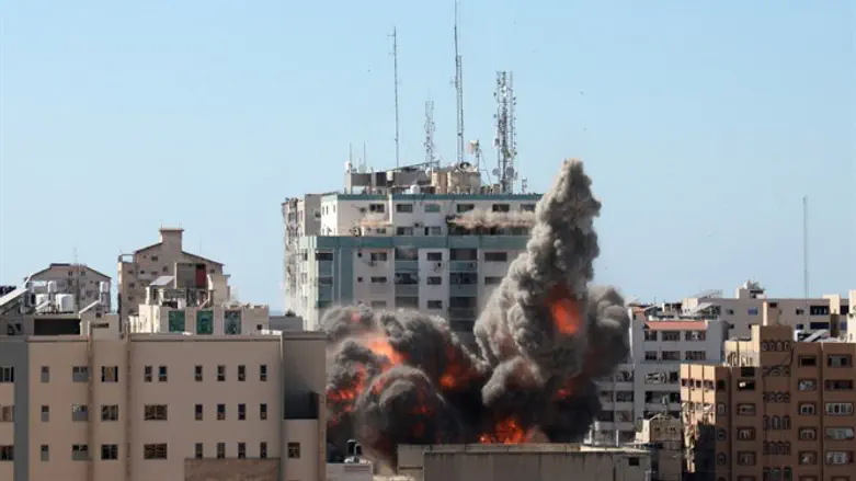 Building bombed in Gaza