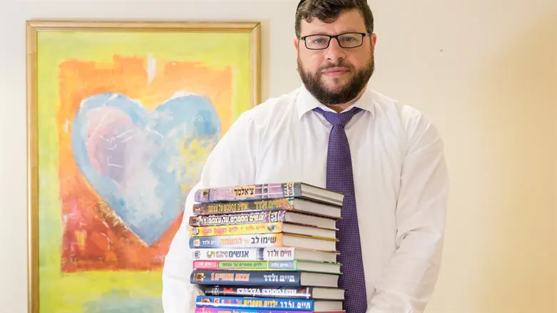 Chaim Walder with some of the many books he has authored