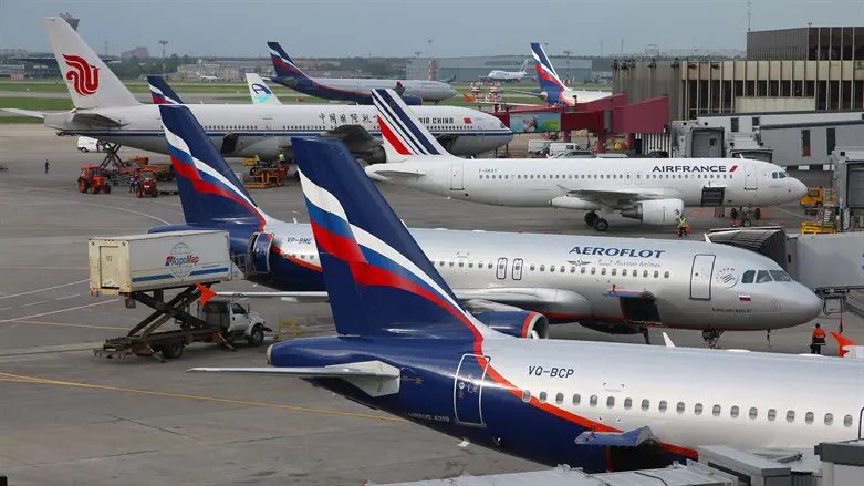 Aeroflot planes at Moscow airport