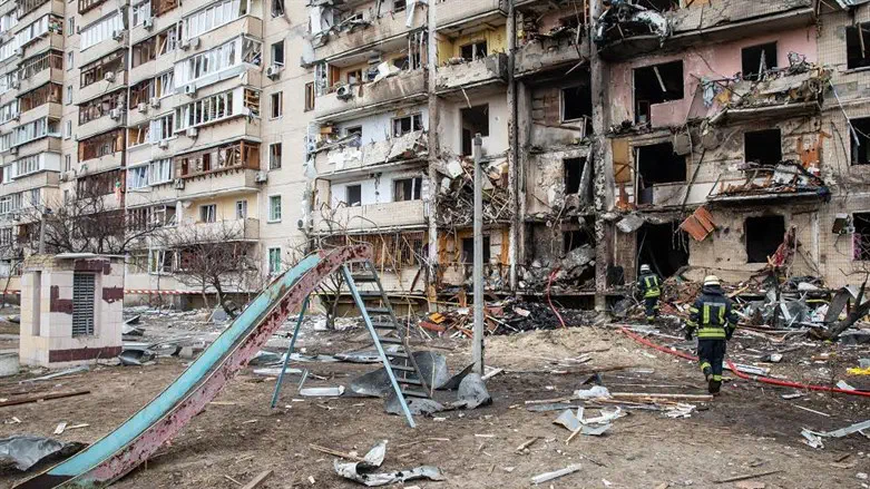 A bombed-out city in Ukraine