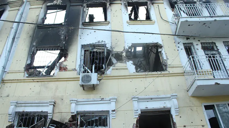 Burned-out building in Mariupol
