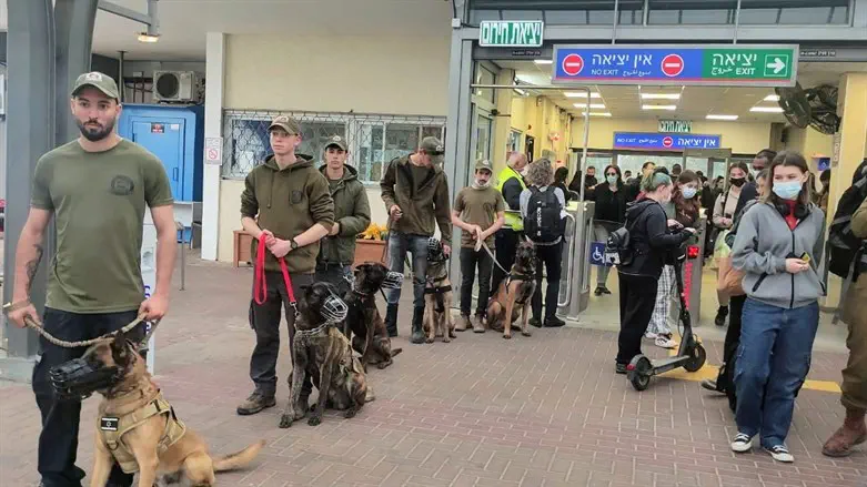 Israel Dog Unit volunteers secure Hadera train station