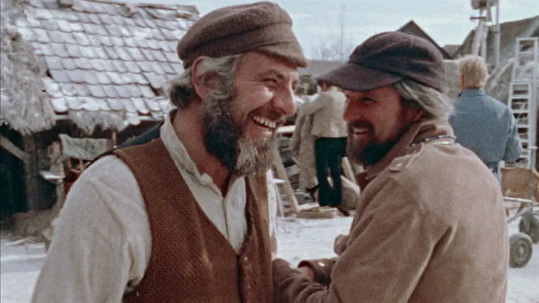 Norman Jewison and Topol on the set of "Fiddler on the Roof."