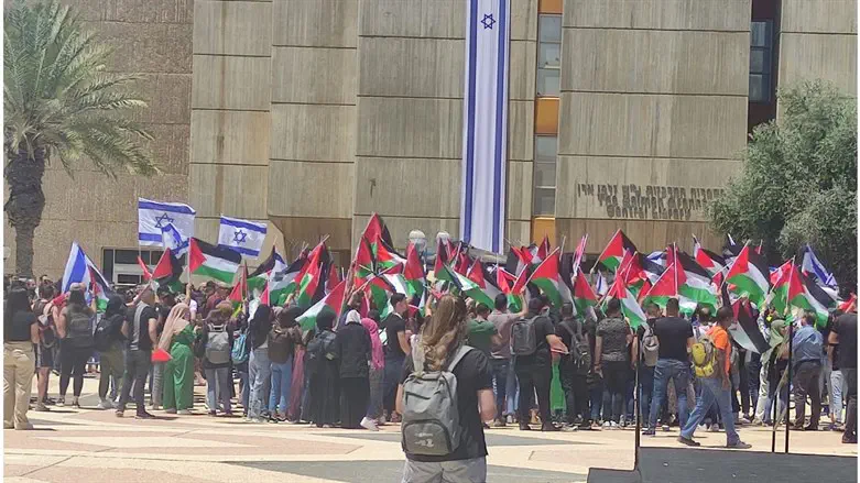 PLO flags at Ben Gurion University